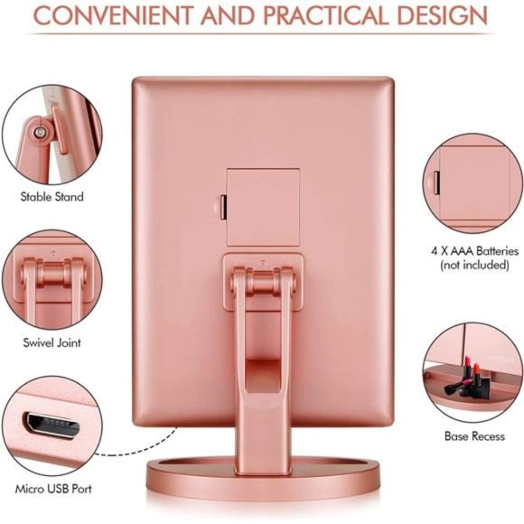 3 Folds Lighted Vanity Makeup Mirror,1X/2X/3X Magnification,21 LED Bright Mirror - Picture 6 of 6